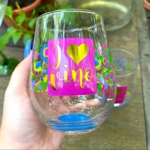 Set of 2 I Heart Vino - Wine Glasses